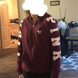 pink victoria’s secret zip up hoodie